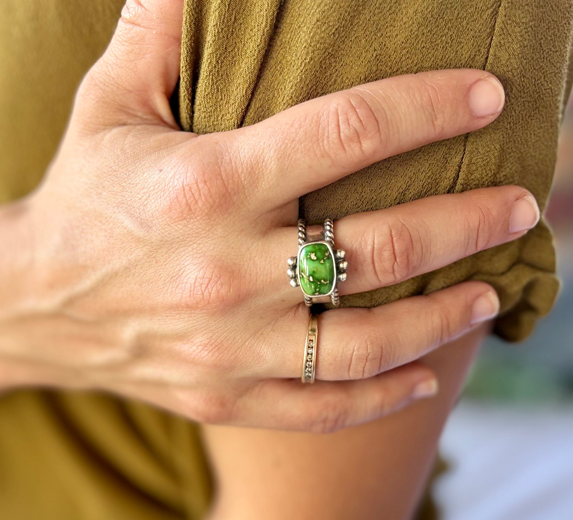 Green Acres Ring, size 8 3/4