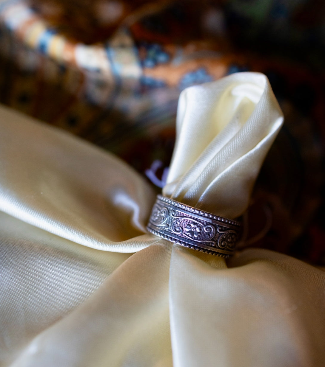 Tooled Silver Cigar Band Ring
